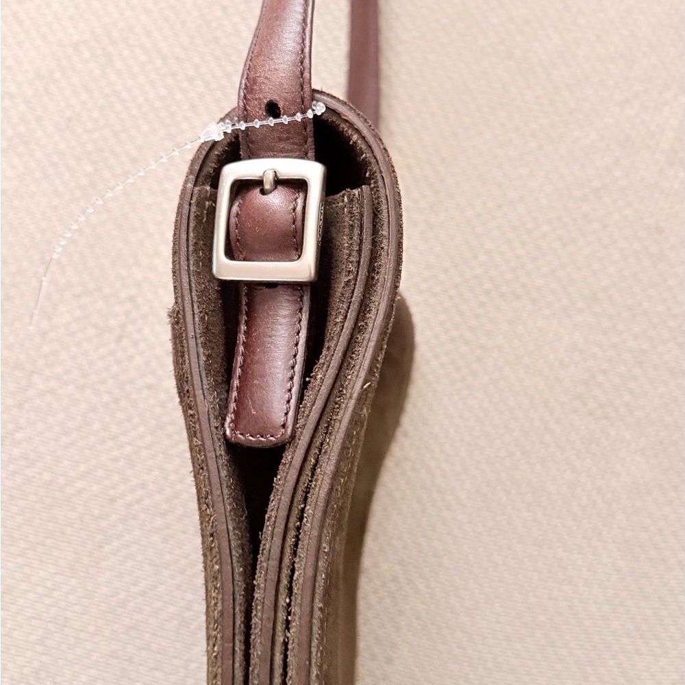 Rare Vintage Coach Olive Suede Leather Crossbody Bag - Picture 8 of 12